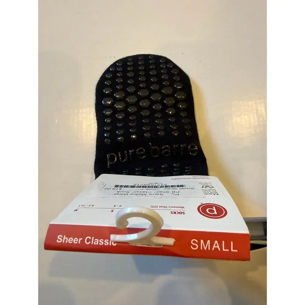 NWT Pure Barre Metro-West sheer classic black socks Small